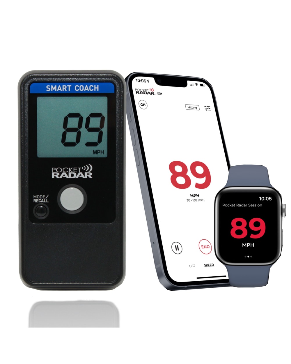 Pocket Radar Smart Coach set up behind the backstop at a ball diamond