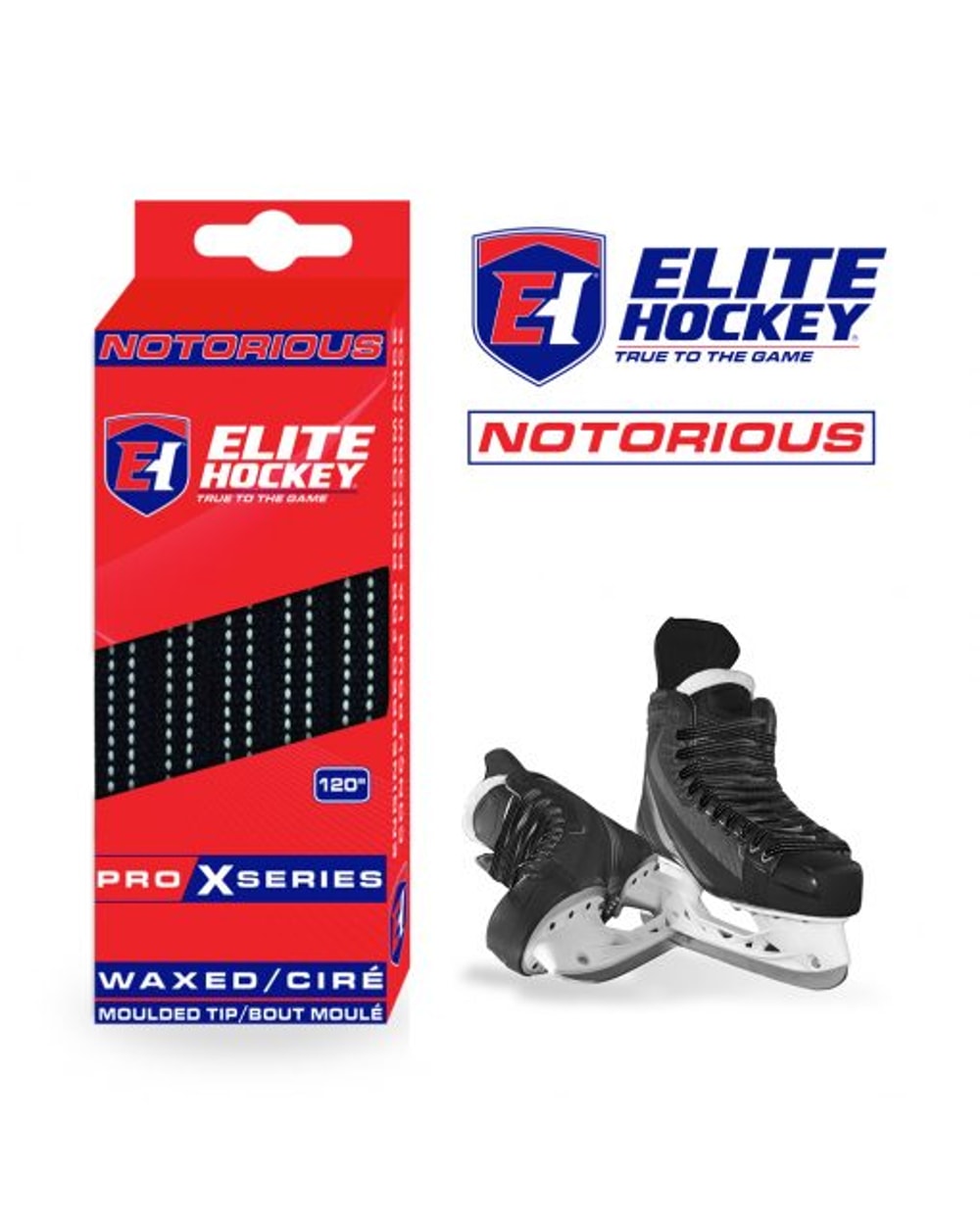 PRO X SERIES BLACK/WHITE HOCKEY LACES