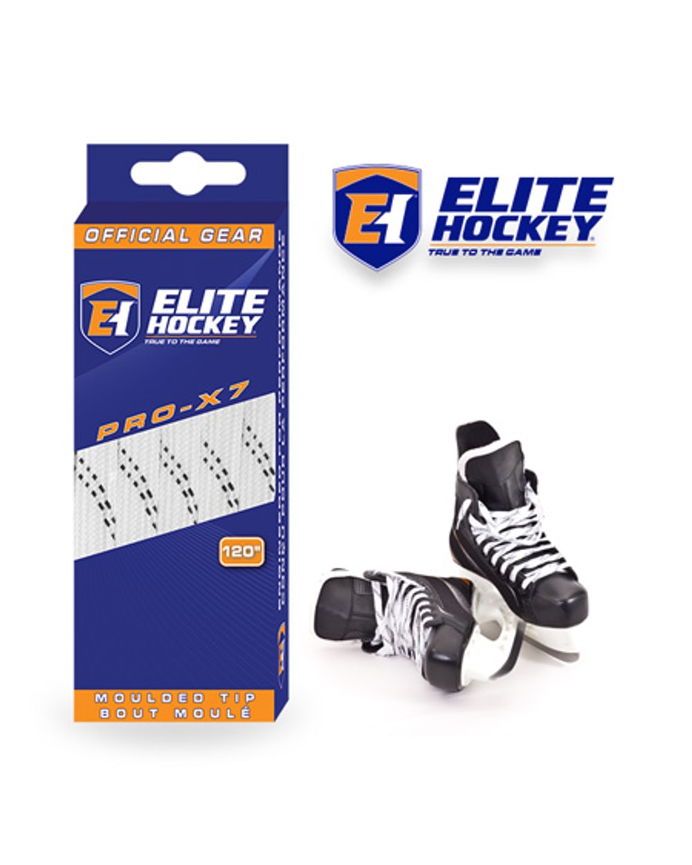 Elite Hockey Pro X7 Non Waxed White Hockey Laces