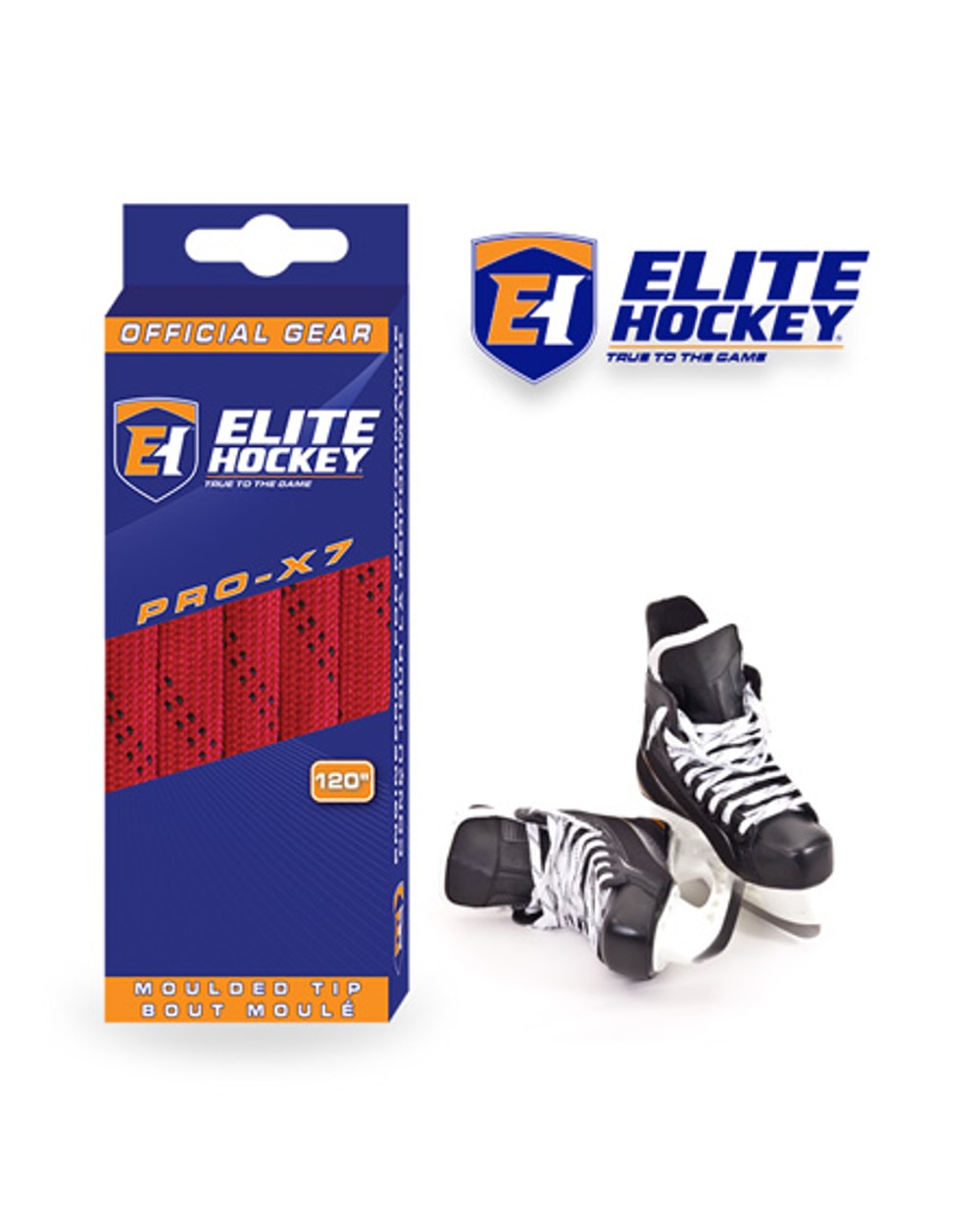 Elite Hockey Pro X7 Wide Non Waxed Red Hockey Laces
