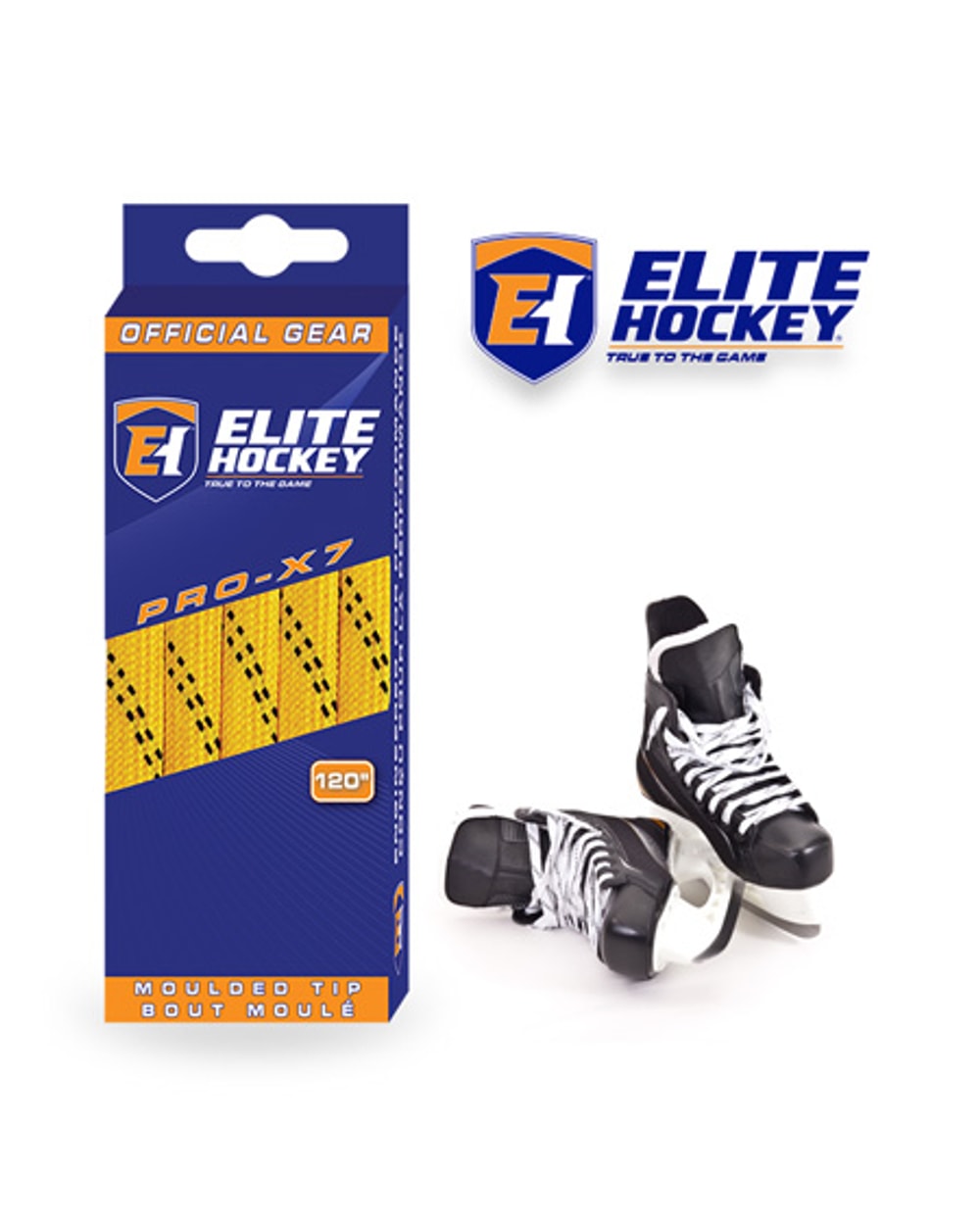 Elite Hockey Pro X7 Wide Non Waxed Yellow Hockey Laces