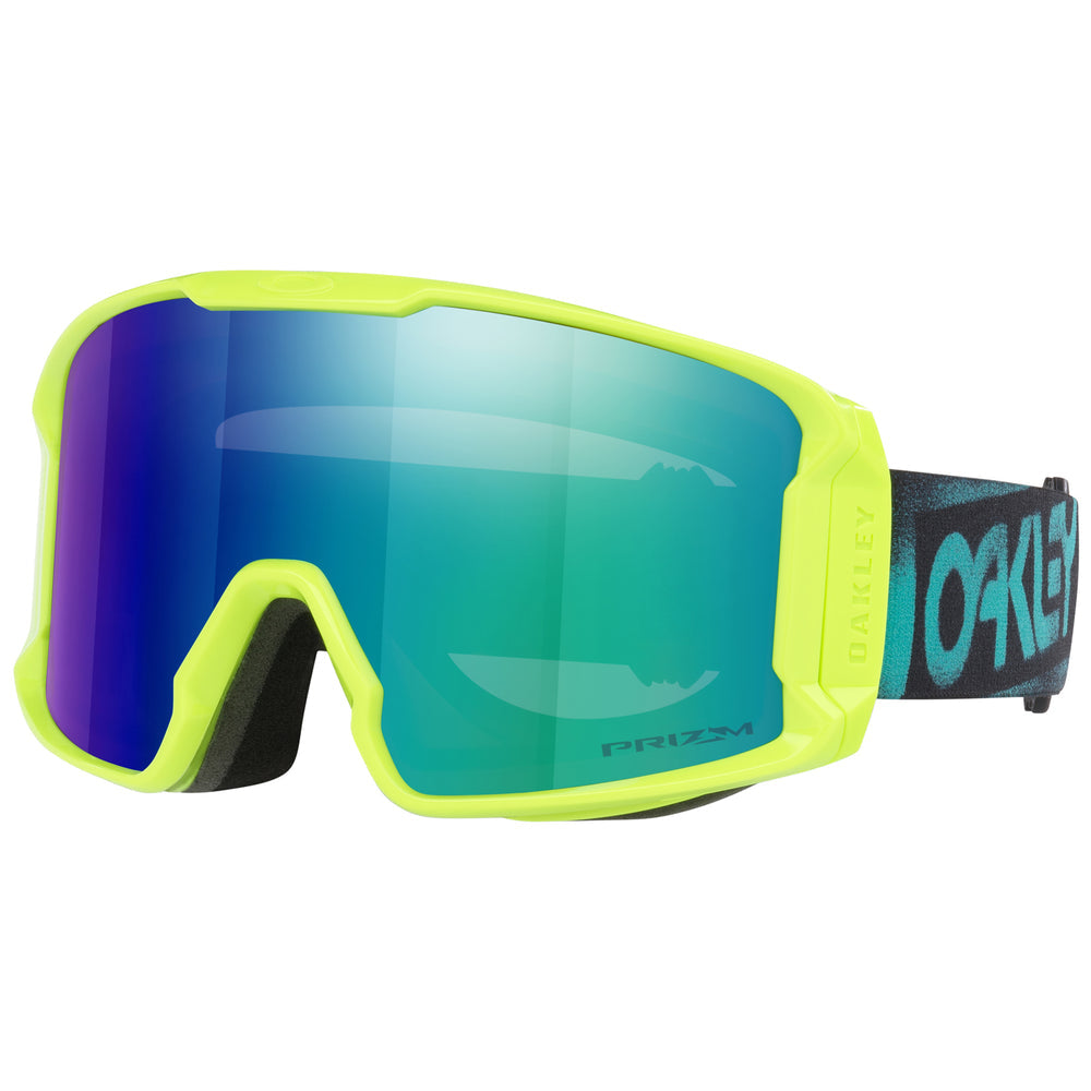 Oakley Line Miner M Snow Goggles - PRIZM SNOW ARGON IRIDIUM/CELESTE STENCIL, 3/4 view