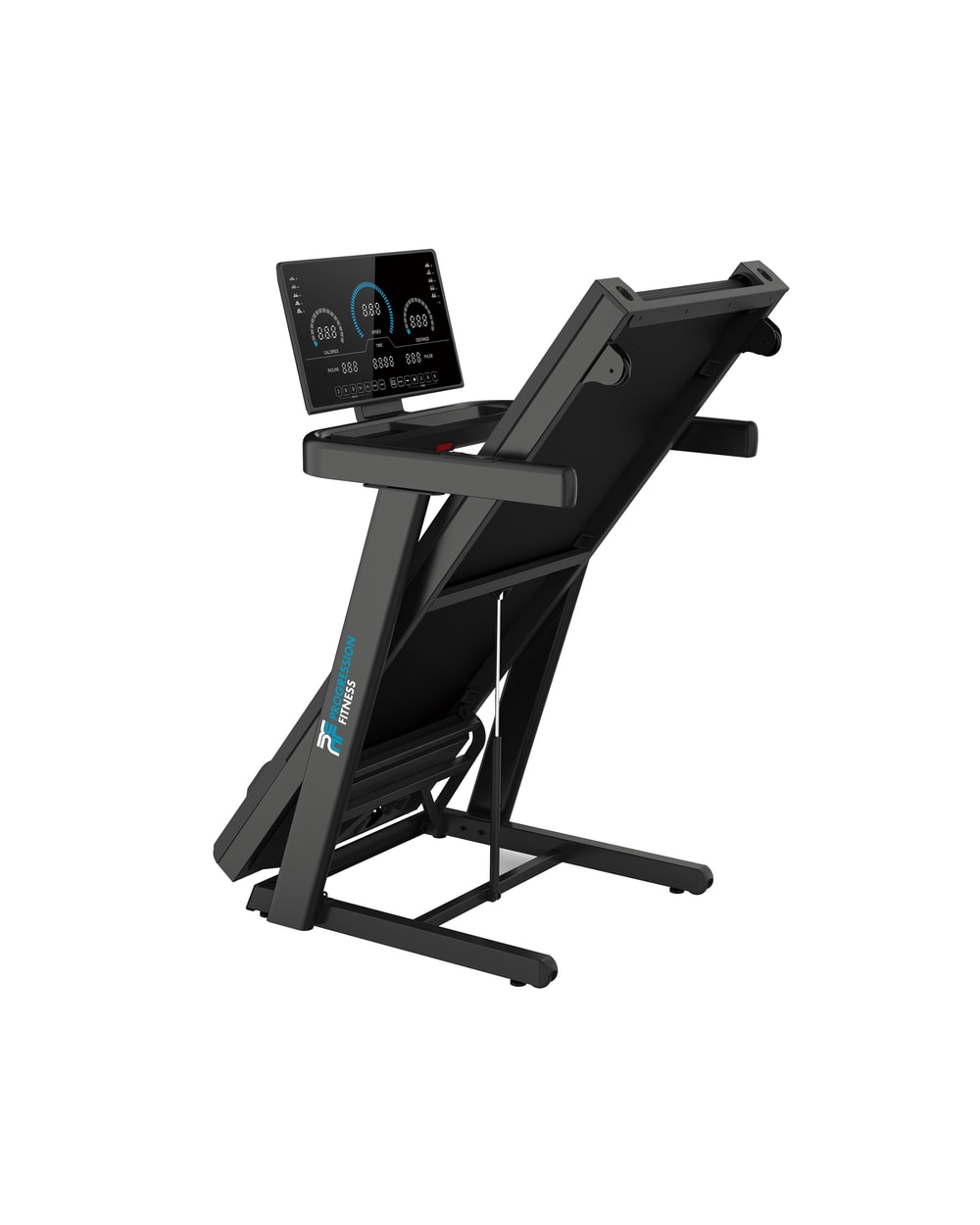 Progression X-Plode T30 Treadmill - folded, console view