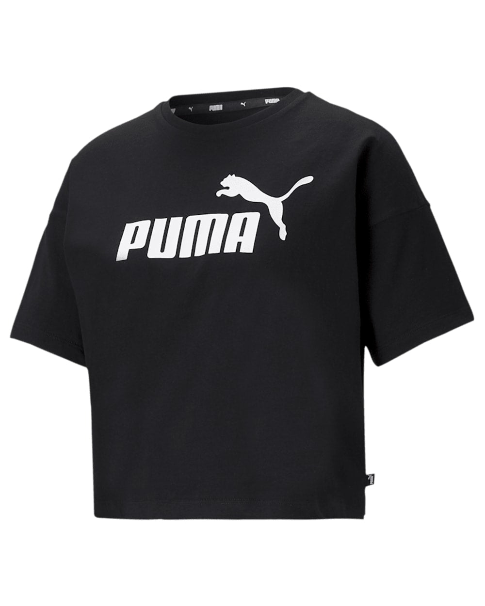 Puma Women's Essentials Cropped Logo Tee - Black - front