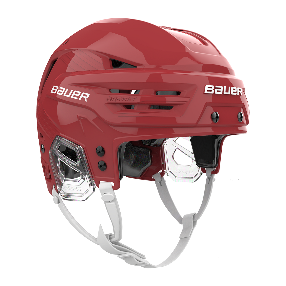 Bauer Senior RE-AKT 90 Hockey Helmet - 2025 - Red, front three-quarter view