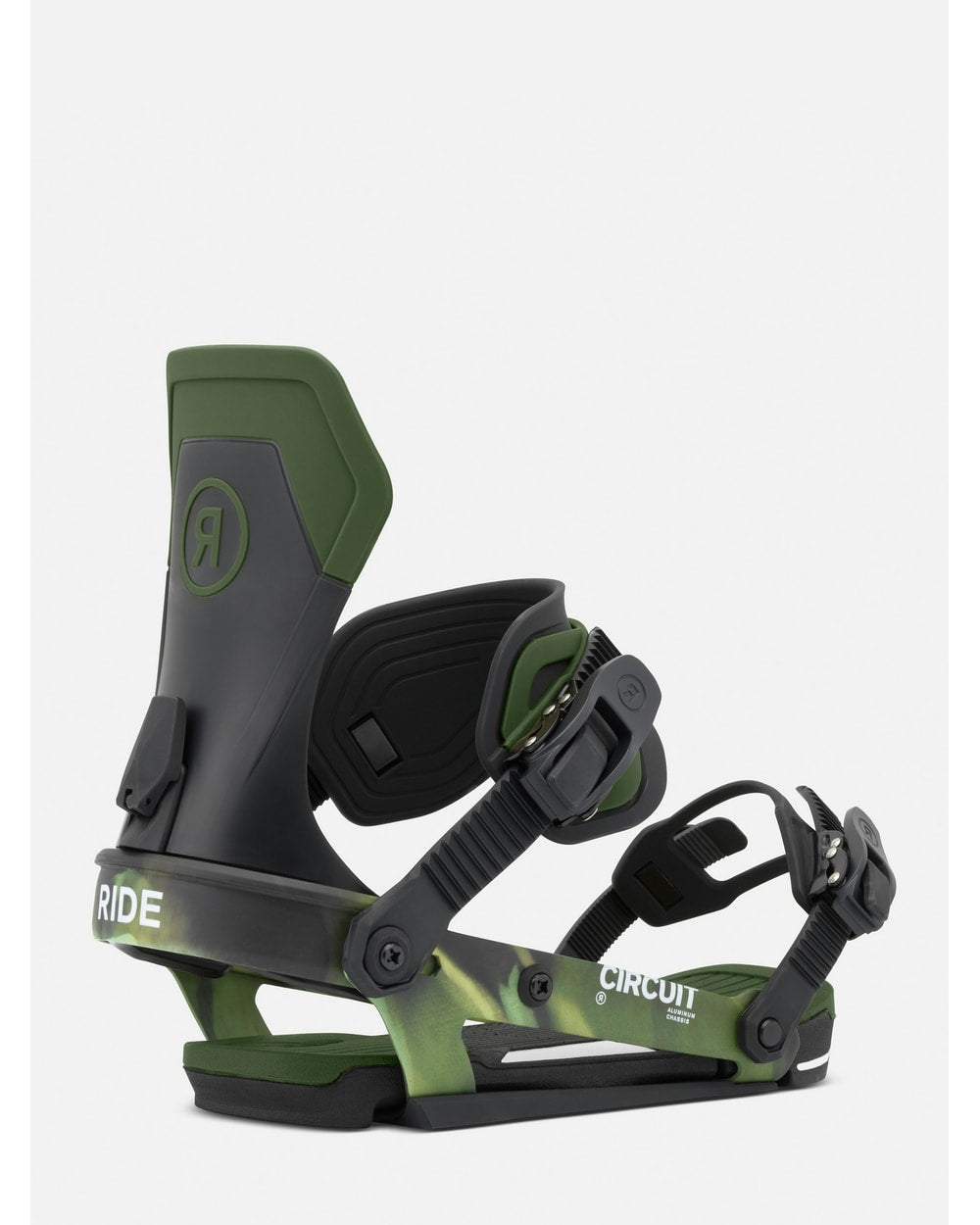 RIDE Circuit snowboard binding in Camo, front view