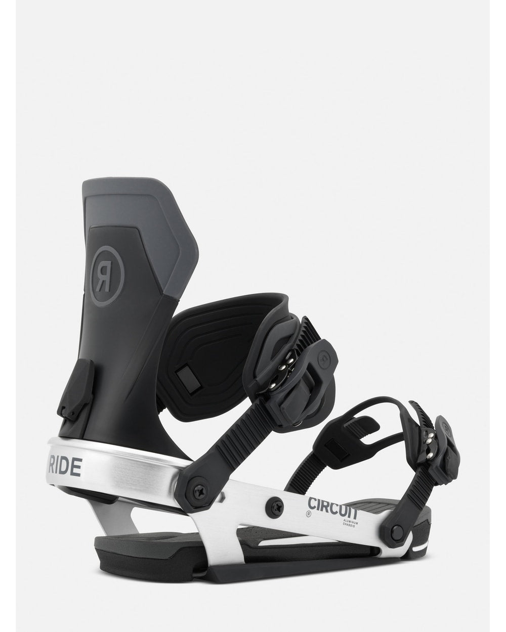 RIDE Circuit snowboard binding in Silver, front view