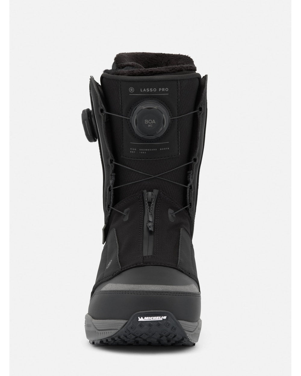 RIDE Lasso Pro snowboard boot in Black, side view