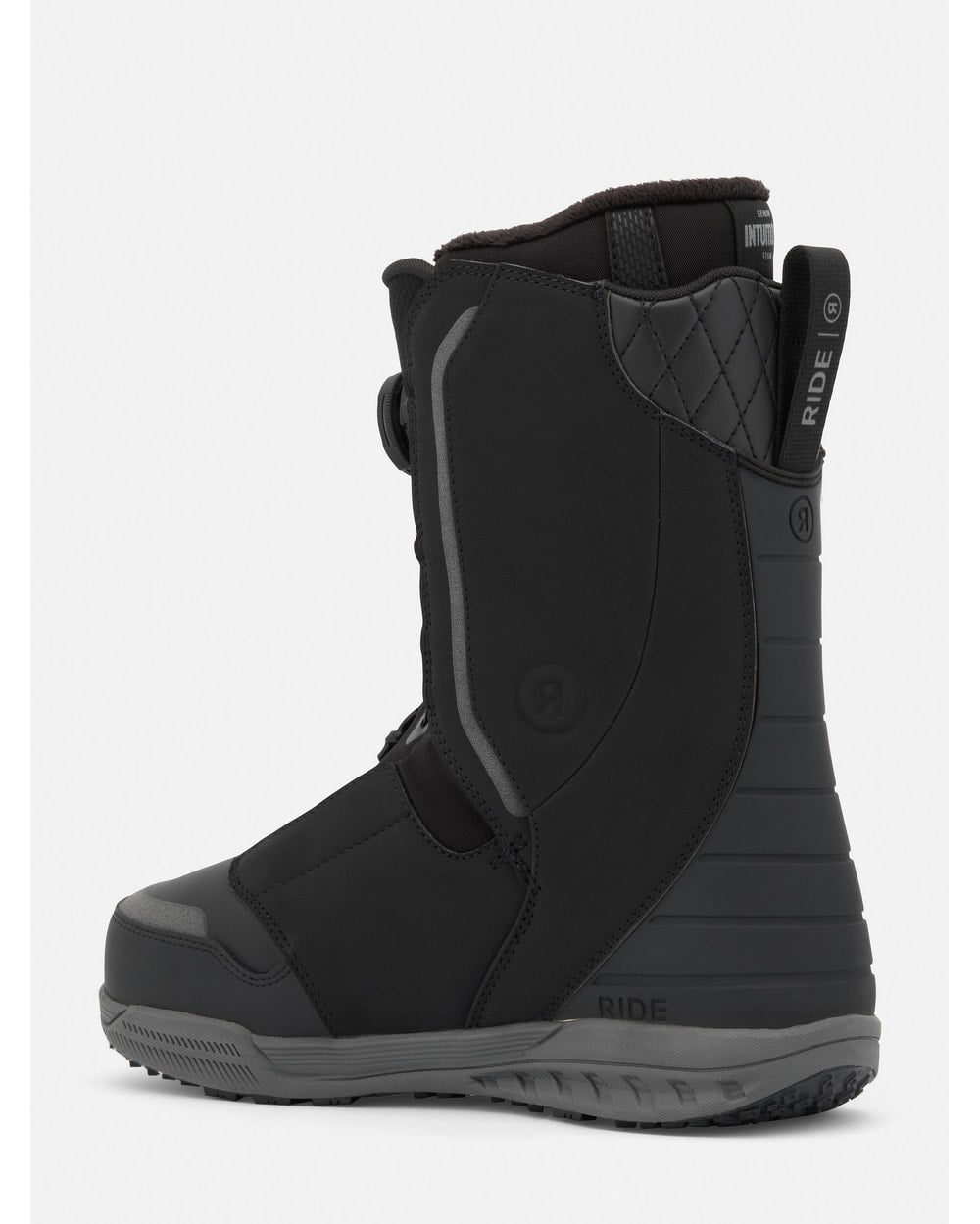 RIDE Lasso Pro snowboard boot in Black, rear view