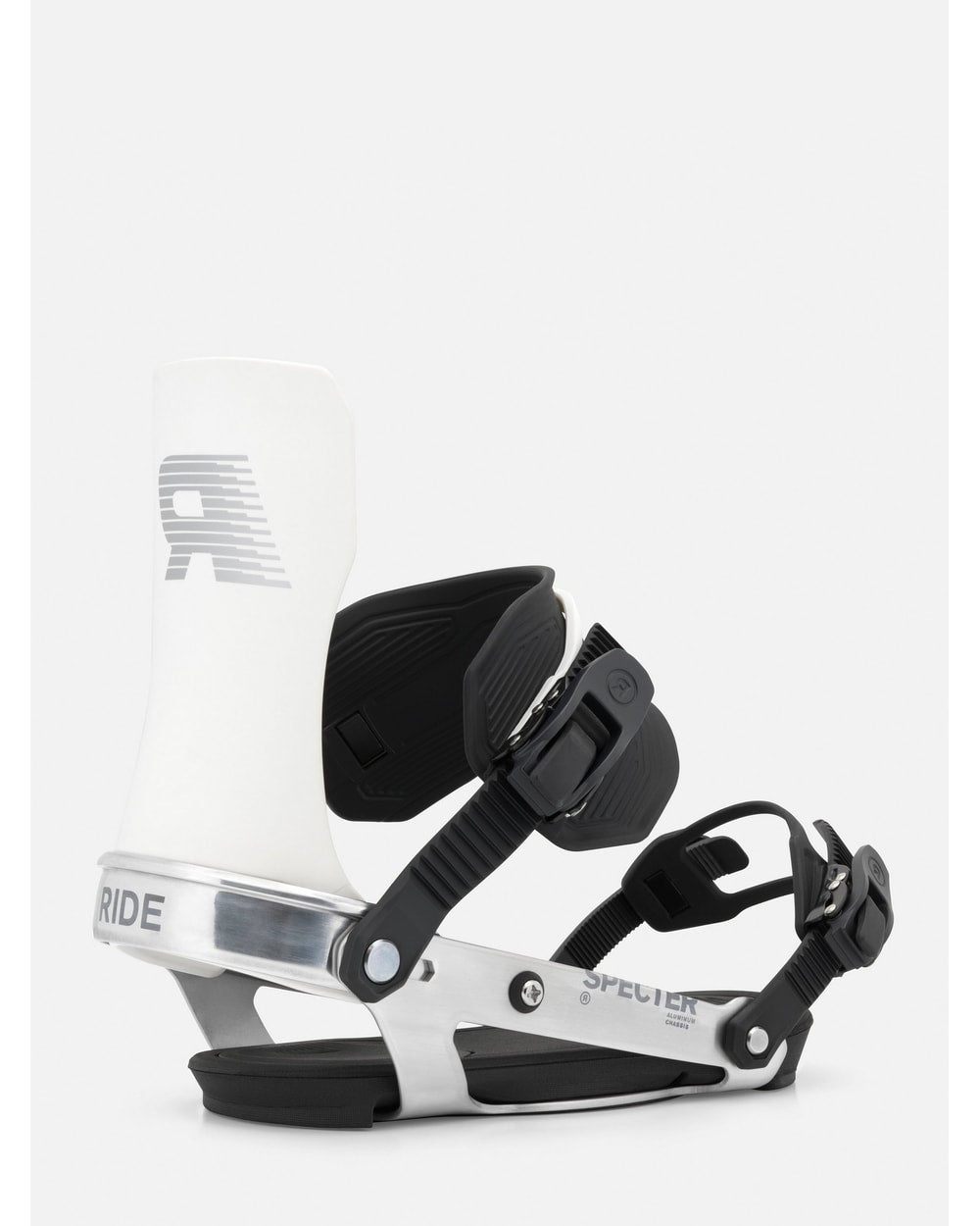 RIDE Specter snowboard binding in Chrome, front view