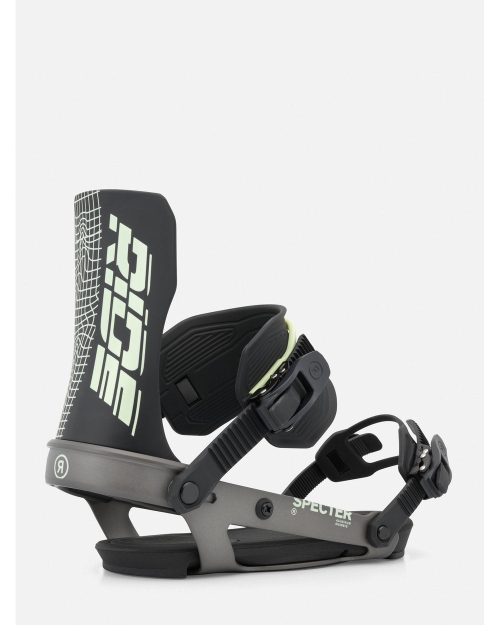 RIDE Specter snowboard binding in Gunmetal, front view