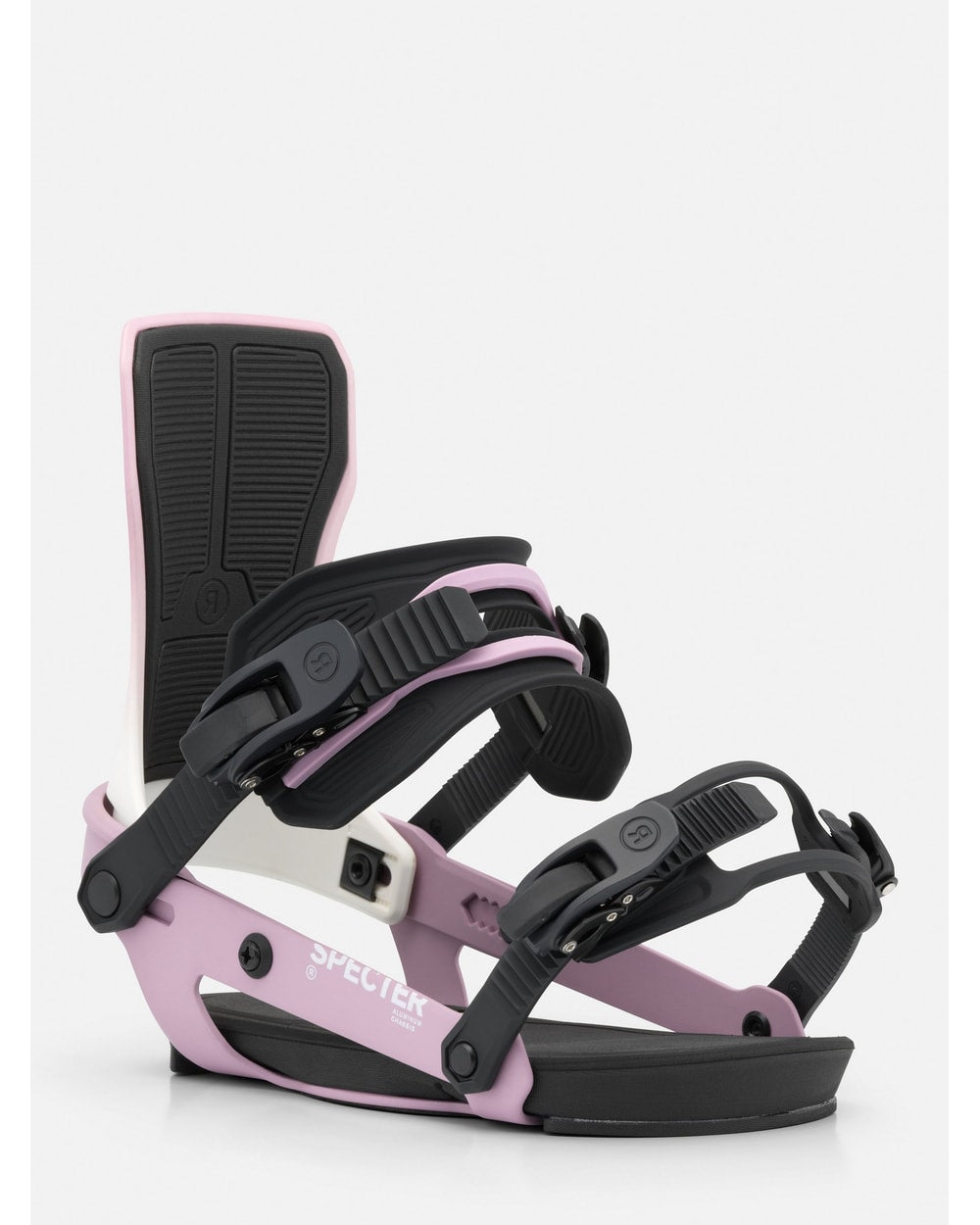 RIDE Women's Specter snowboard binding in Purple, rear view