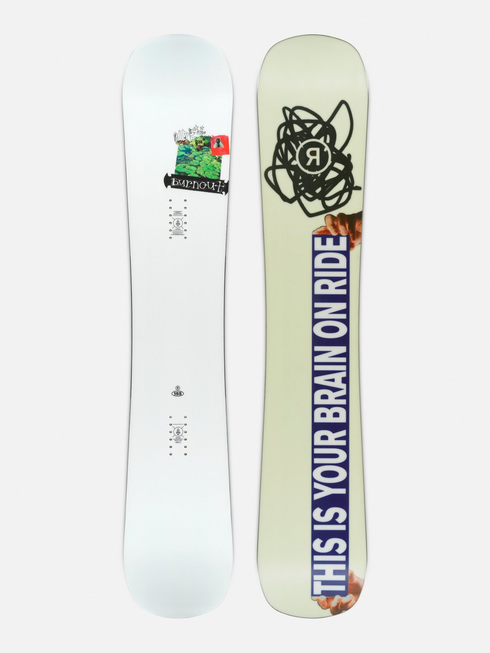 Ride Burnout Snowboard 2026 topsheet and base