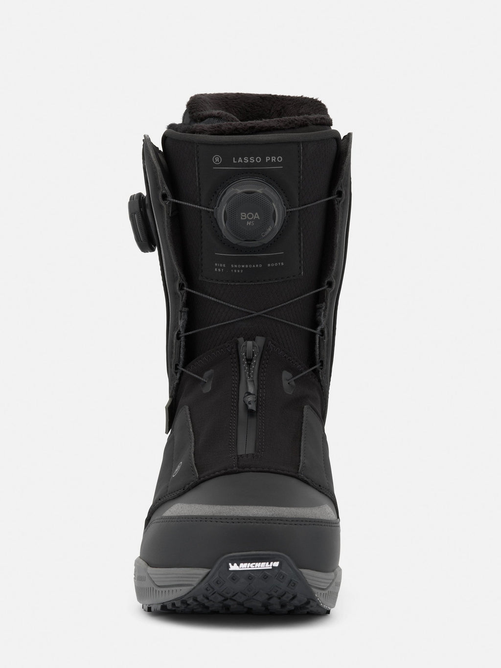 RIDE Lasso Pro snowboard boot in Black, side view