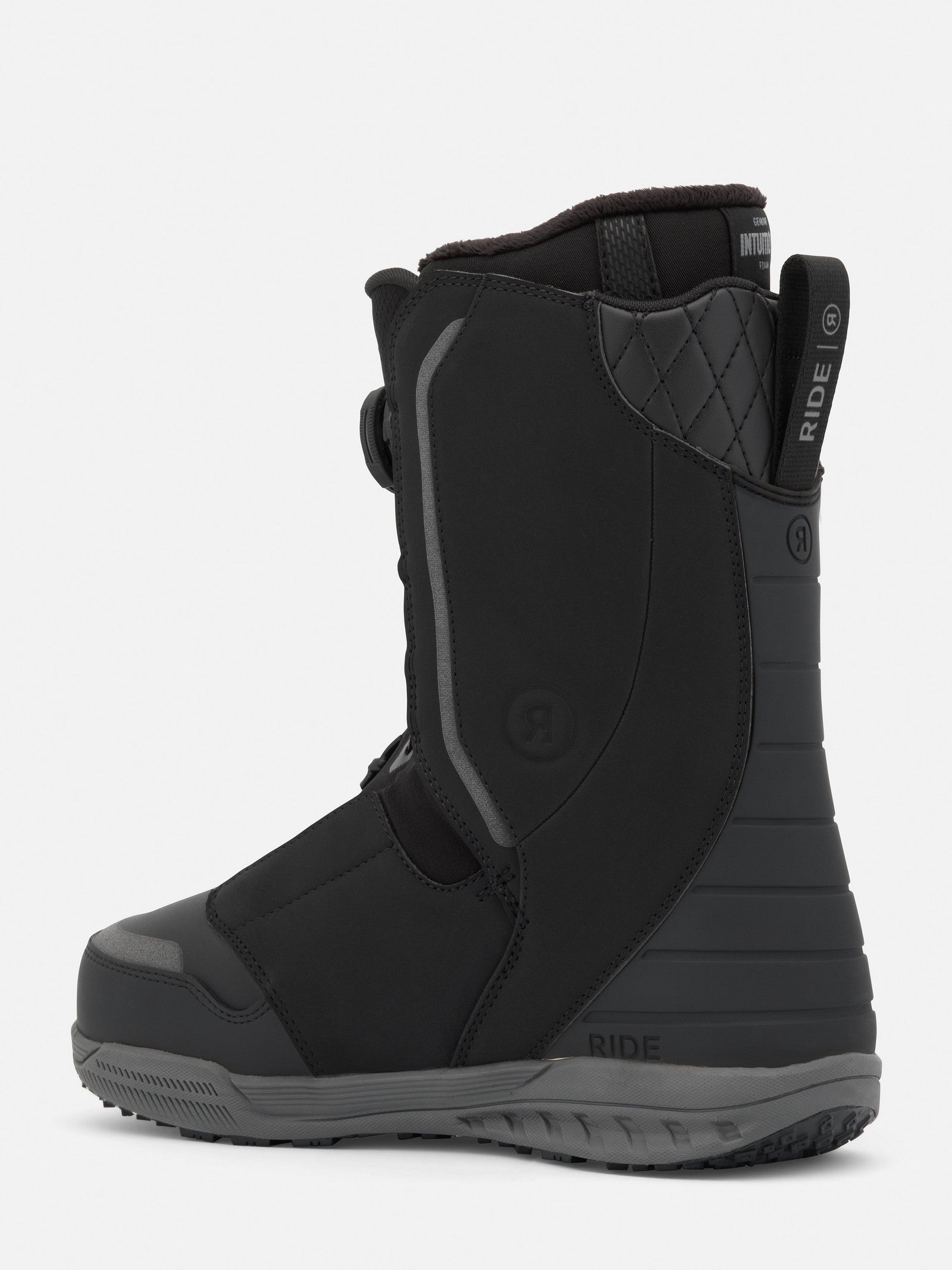 RIDE Lasso Pro snowboard boot in Black, rear view