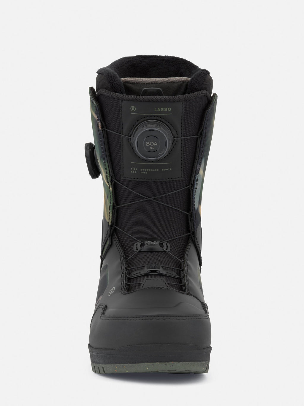 RIDE Lasso snowboard boot in Camo, side view