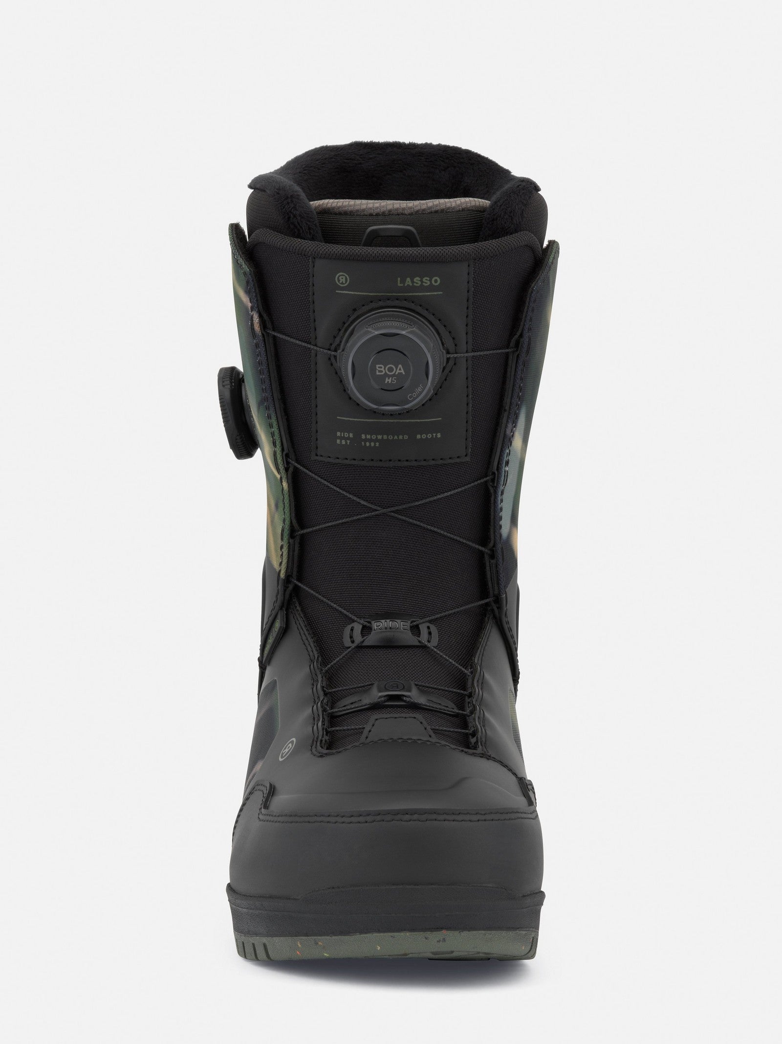 RIDE Lasso snowboard boot in Camo, side view