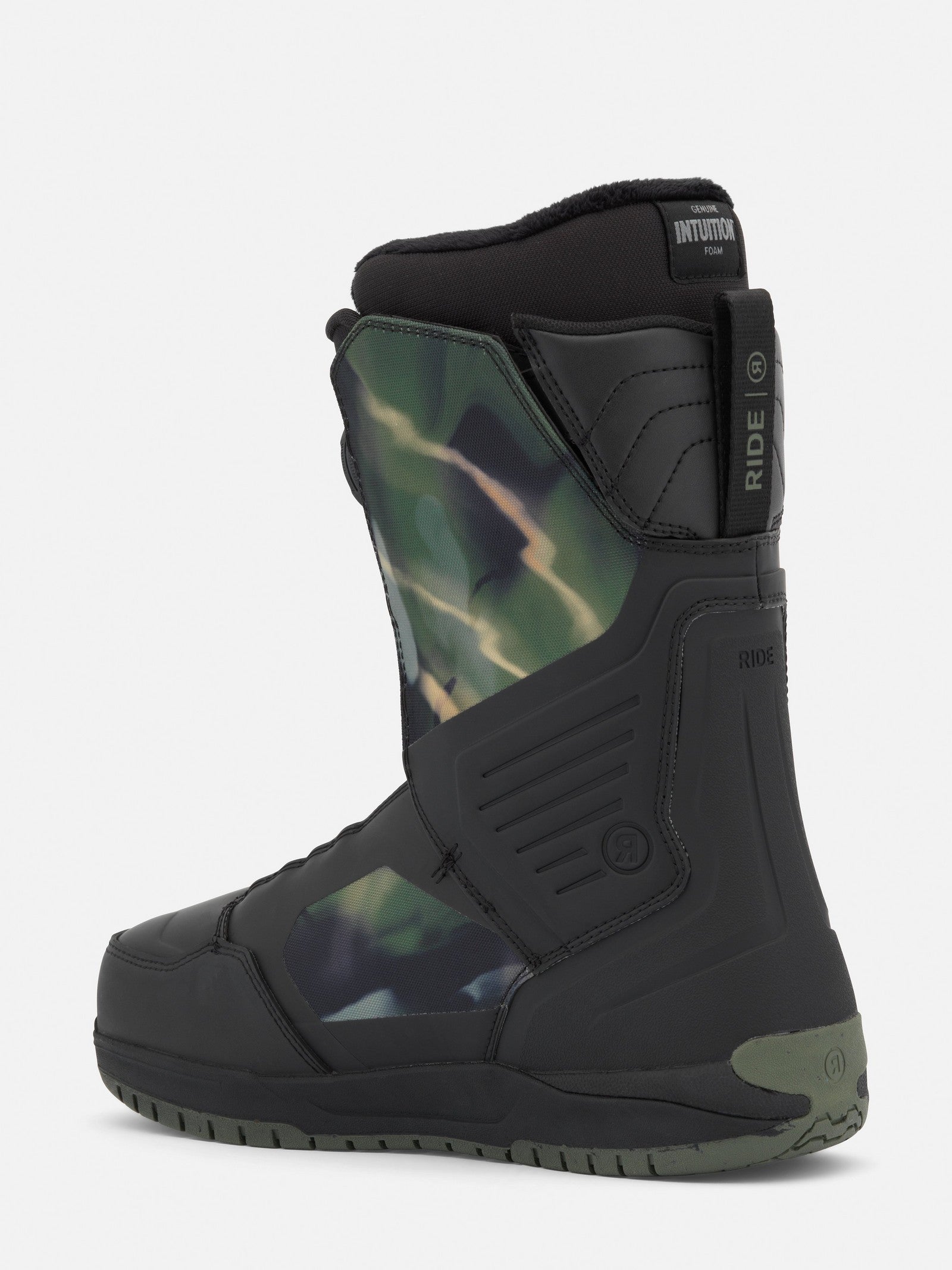 RIDE Lasso snowboard boot in Camo, rear view