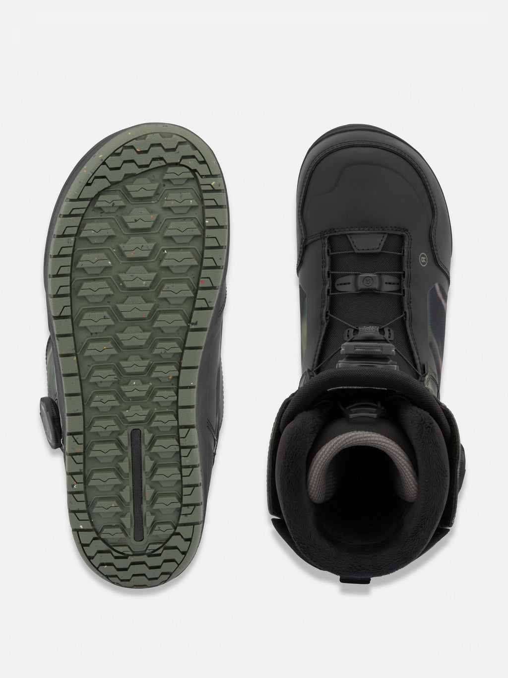 RIDE Lasso snowboard boot in Camo, sole detail