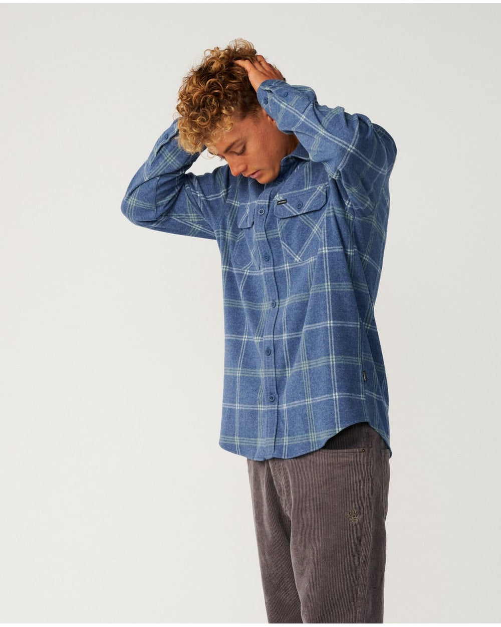 Rip Curl Grid Long Sleeve Shirt - Light Navy - angle