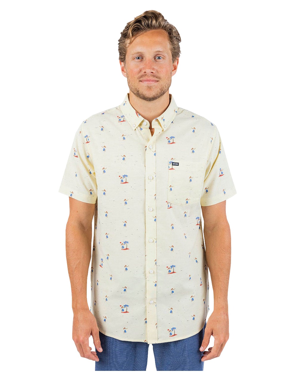 Rip Curl Hula Breach Short Sleeve Shirt - Vintage Yellow - front