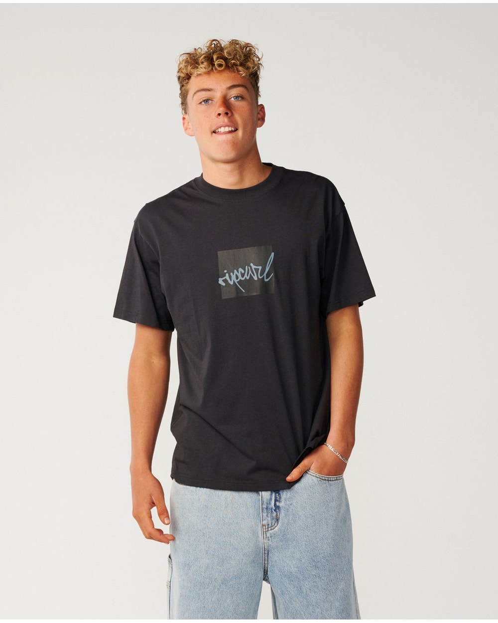 Rip Curl Men's Rip Script Icon Loose Tee - WASHED BLACK