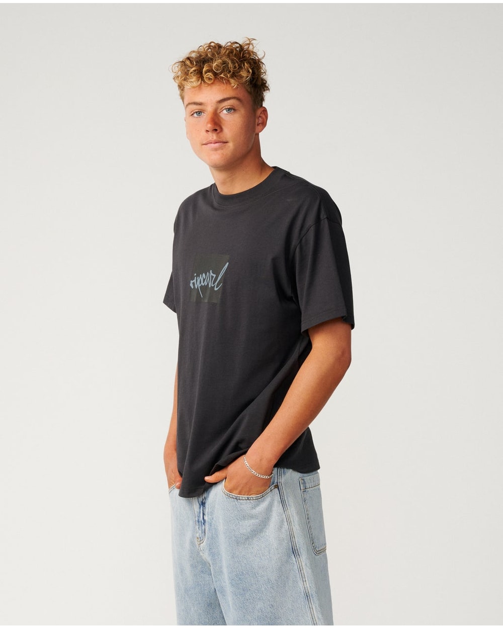 Rip Curl Men's Rip Script Icon Loose Tee - WASHED BLACK