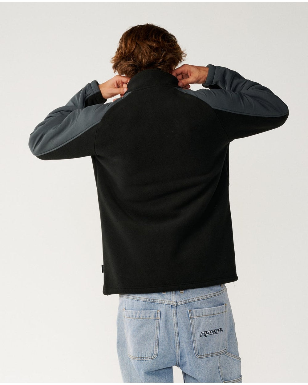 Rip Curl Men's Search Series Zip Thru Crew - BLACK