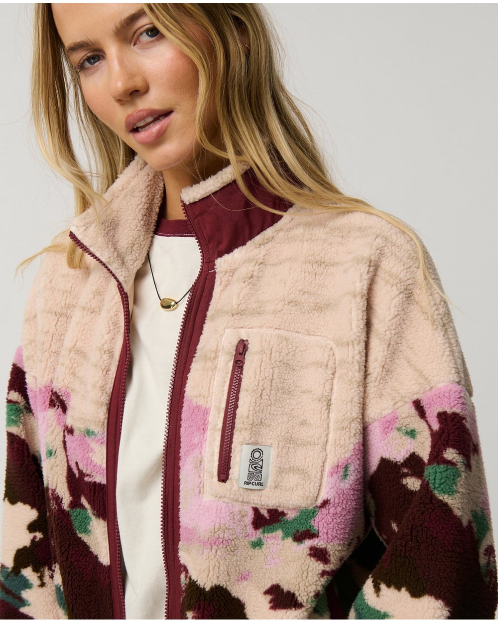 Rip Curl Women's Search Series Bonded Zip Through Polar Fleece - DARK PLUM