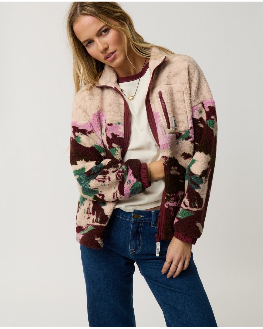 Rip Curl Women's Search Series Bonded Zip Through Polar Fleece - DARK PLUM