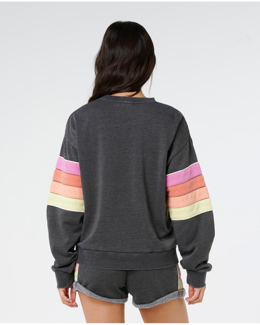 Rip Curl Women's Surf Revival Relaxed Crewneck in Washed Black, side