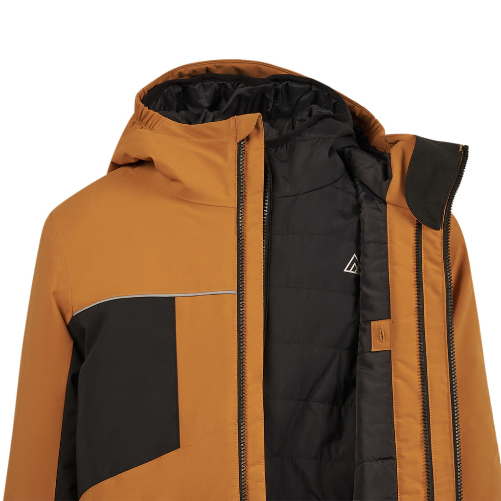 Ripzone Boys Rockies 3-in-1 Winter Sports Jacket - Meerkat - shell open with zip-in liner