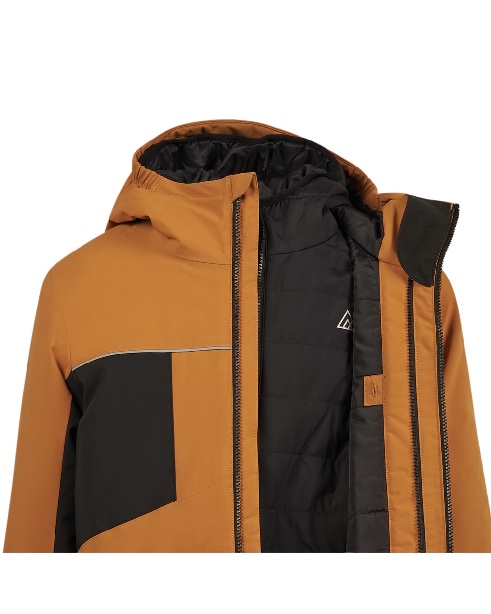 Ripzone Boys Rockies 3-in-1 Winter Sports Jacket - Meerkat - shell open with zip-in liner