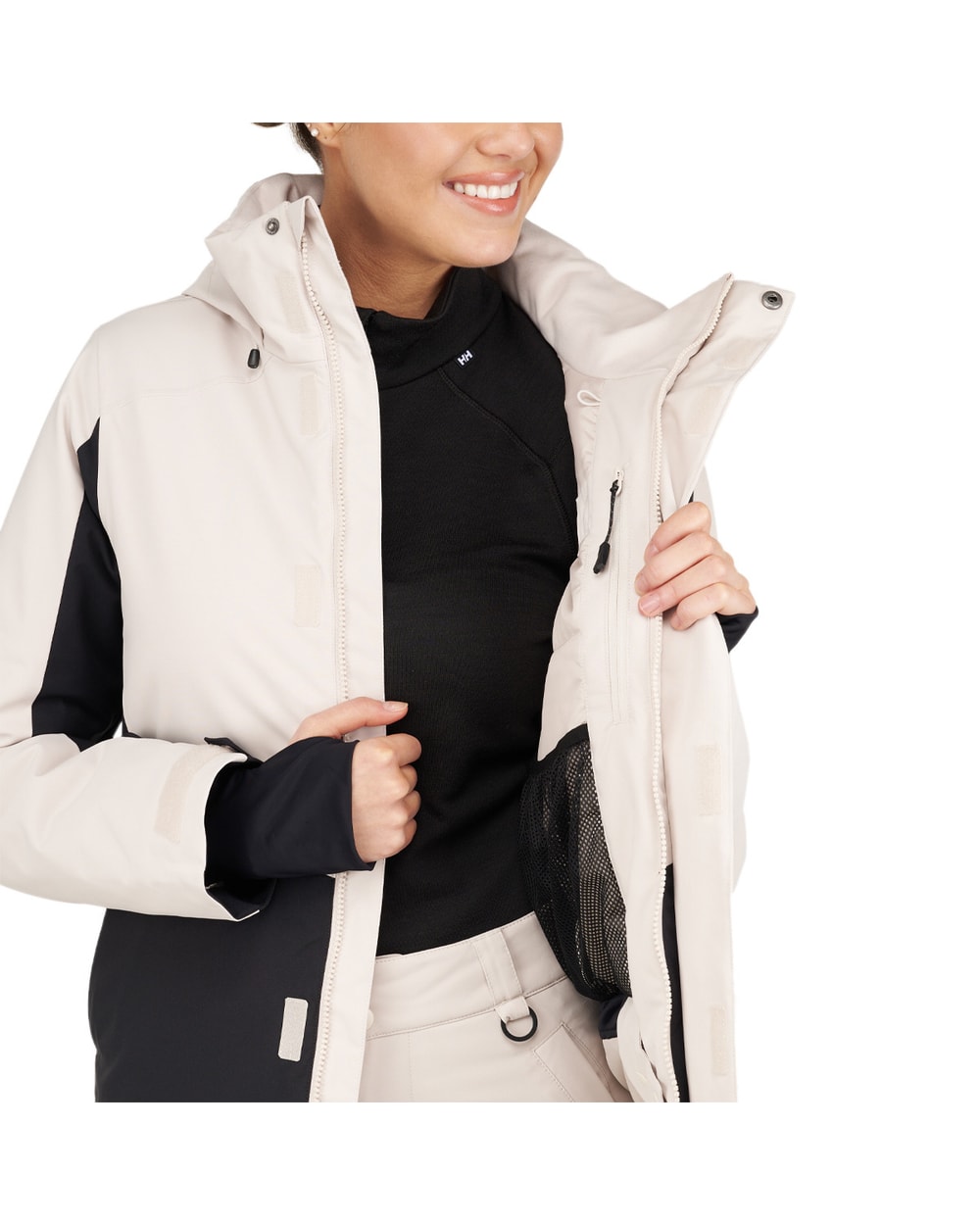 Ripzone Cascade 2.0 Women's Winter Sports Jacket Pumice Stone/Black Beauty interior detail