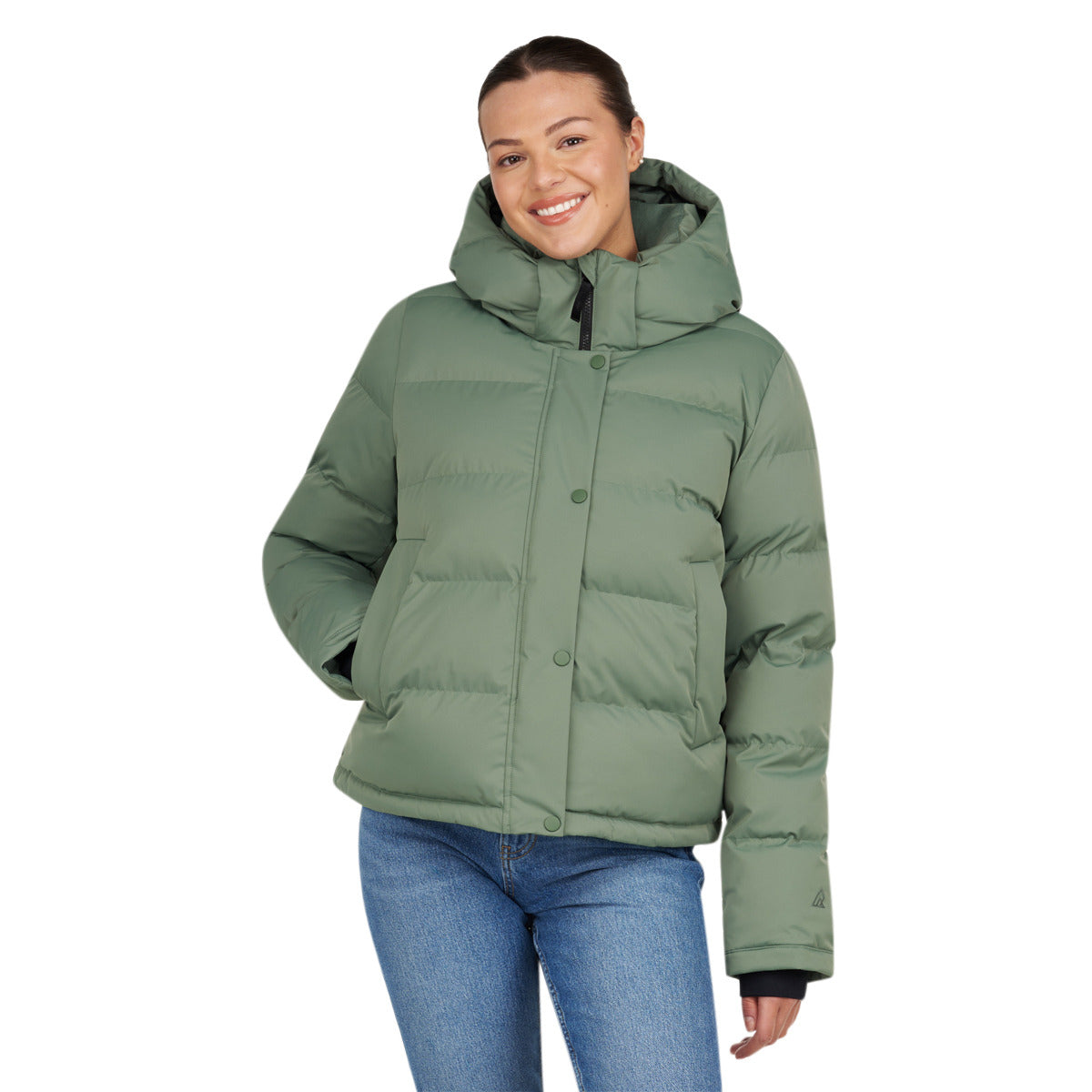 Ripzone Women's Friday Short Puffer Jacket - Laurel Wreath, front view