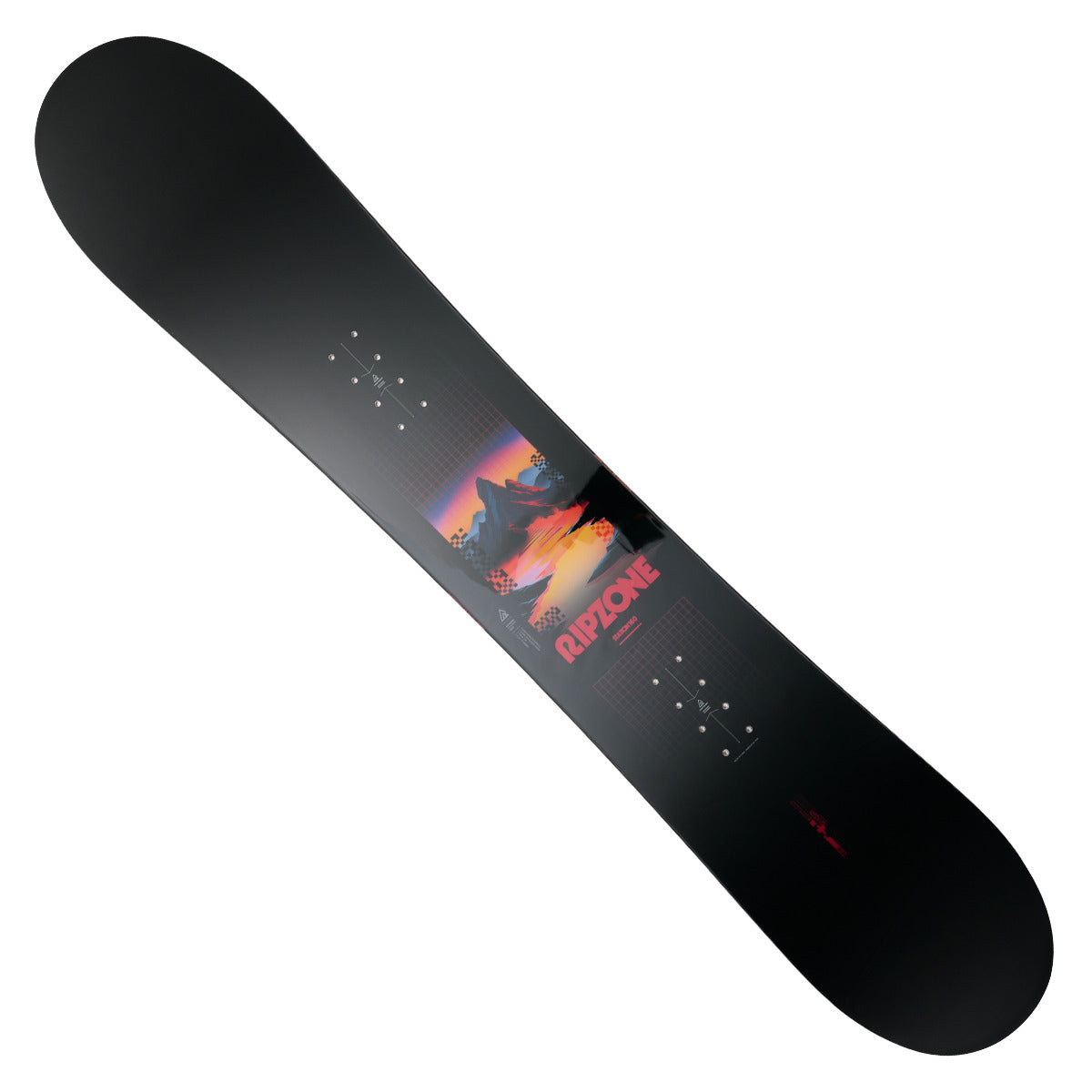 Ripzone Station Wide 3.0 snowboard in black and red, topsheet view