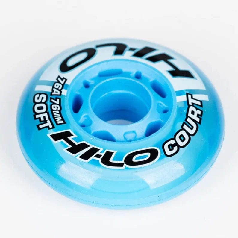 Bauer Hi-Lo Court inline wheel, blue, three-quarter view