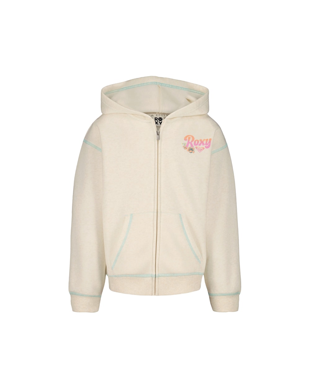Roxy Girls' Coastal Cruiser Zip Hoodie - Oatmeal Heather - front