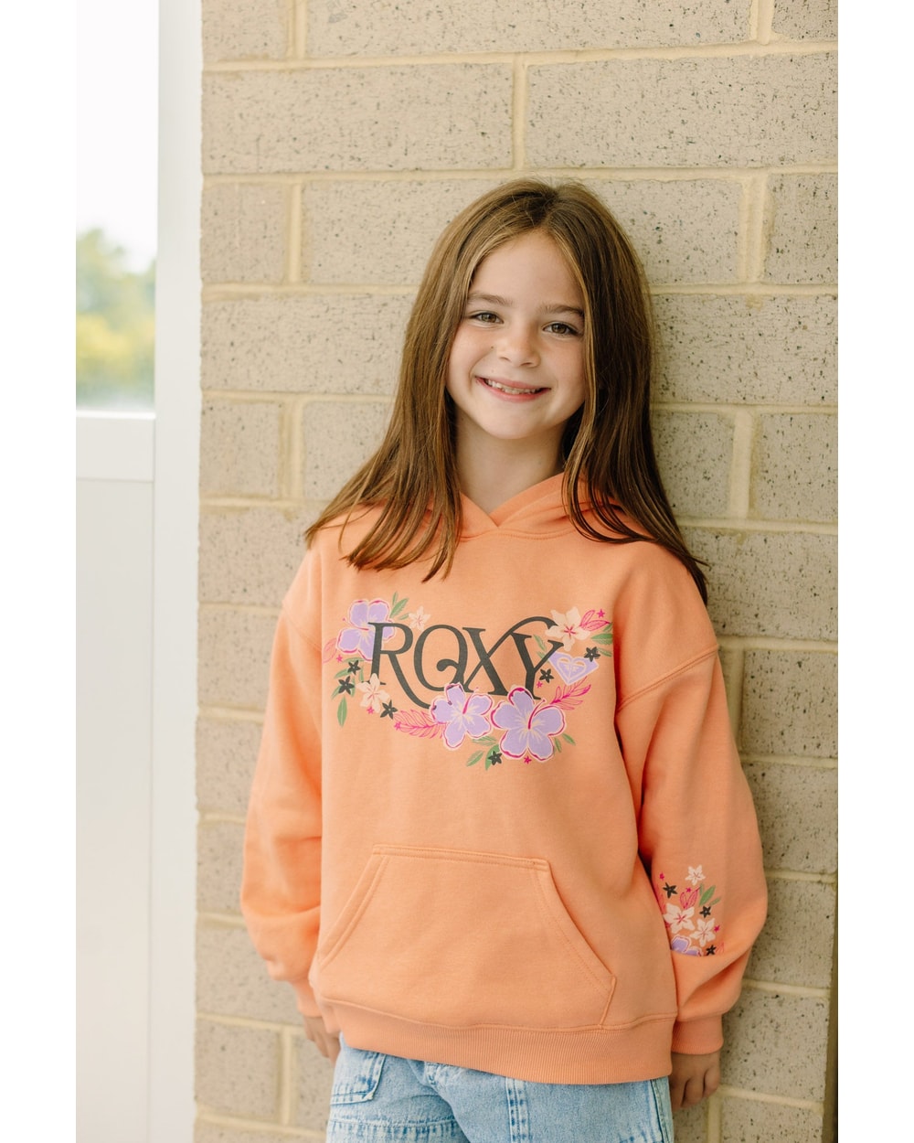 Roxy Girls' Coastal Flower Hoodie - Canyon - front