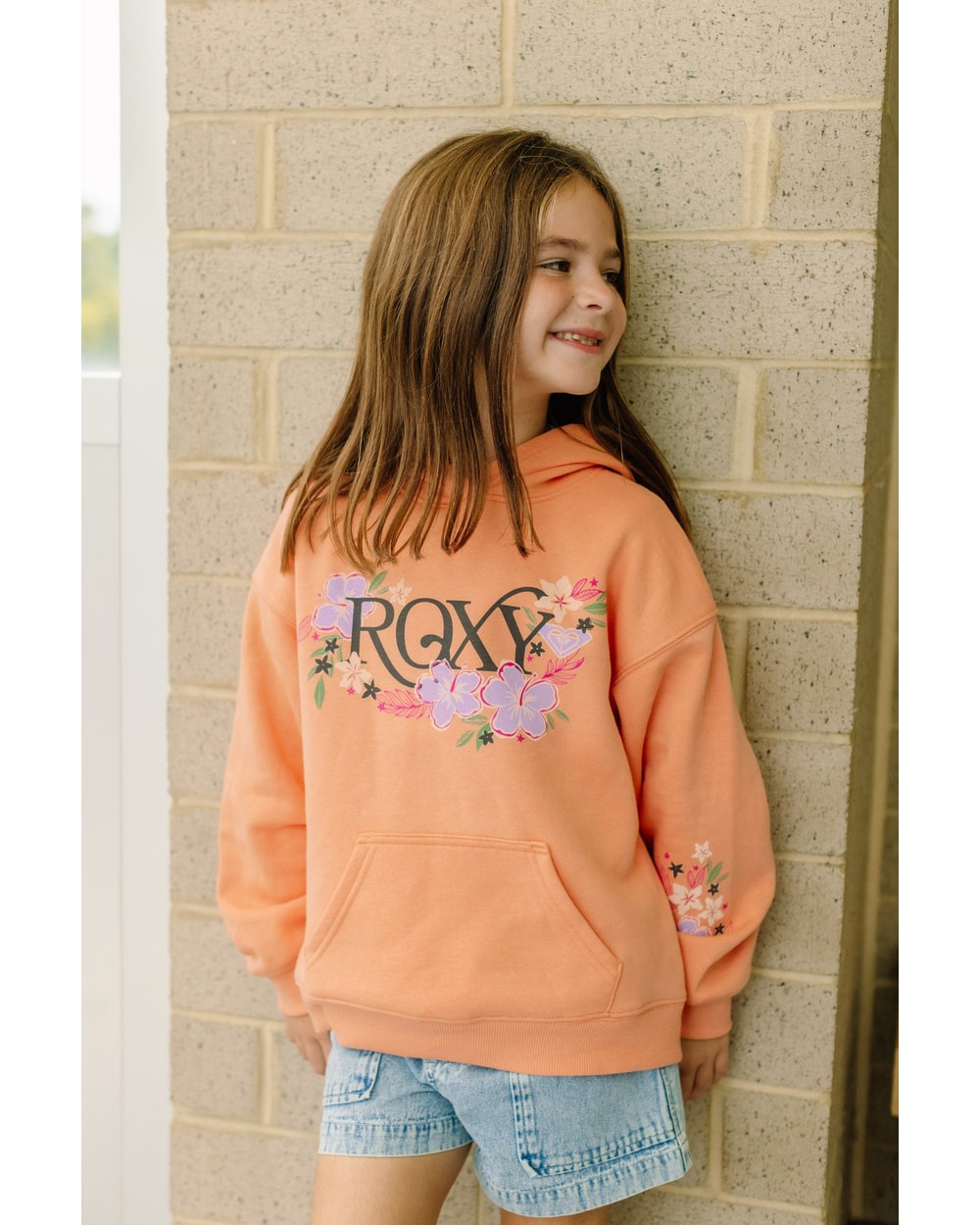 Roxy Girls' Coastal Flower Hoodie - Canyon - back