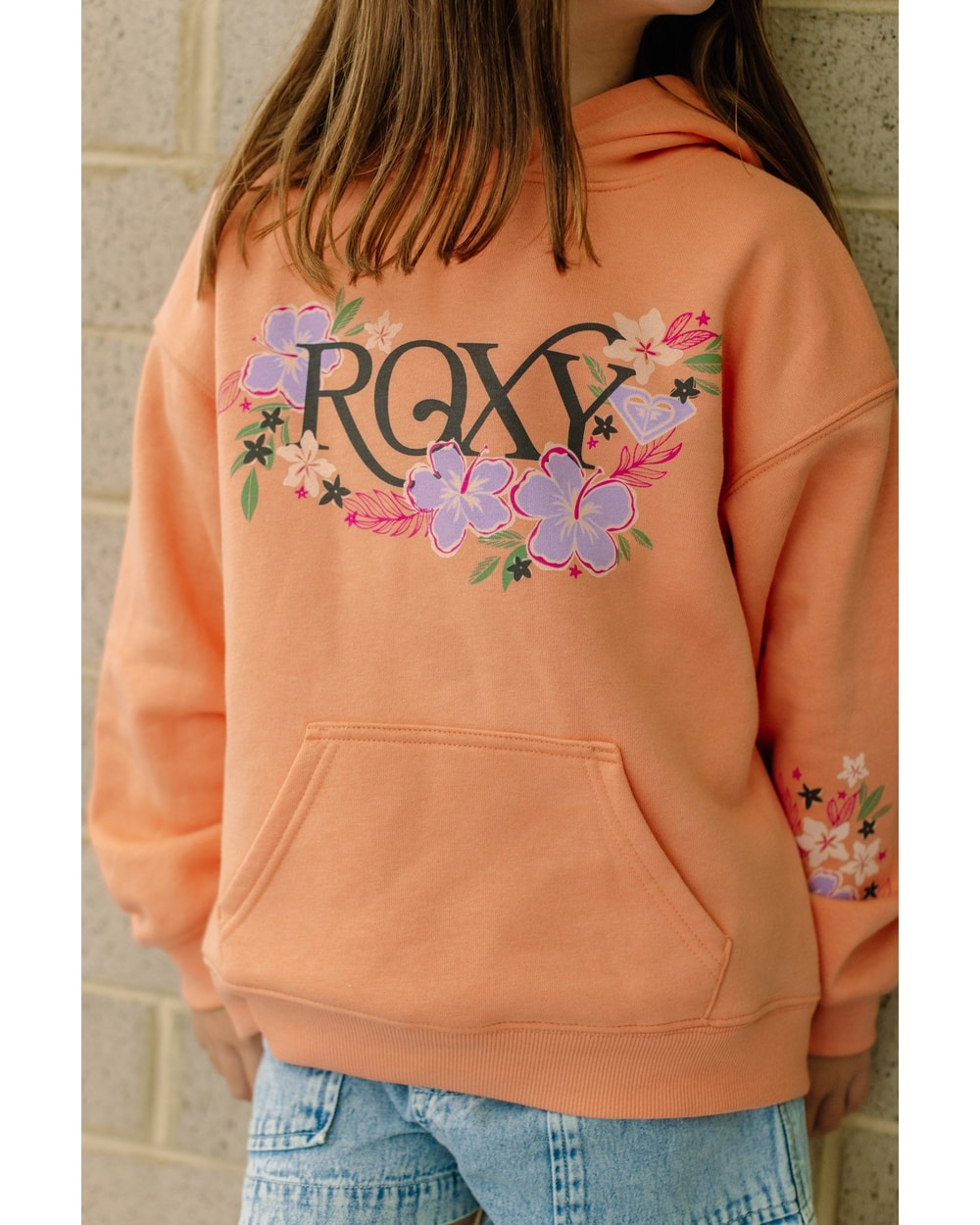 Roxy Girls' Coastal Flower Hoodie - Canyon - detail