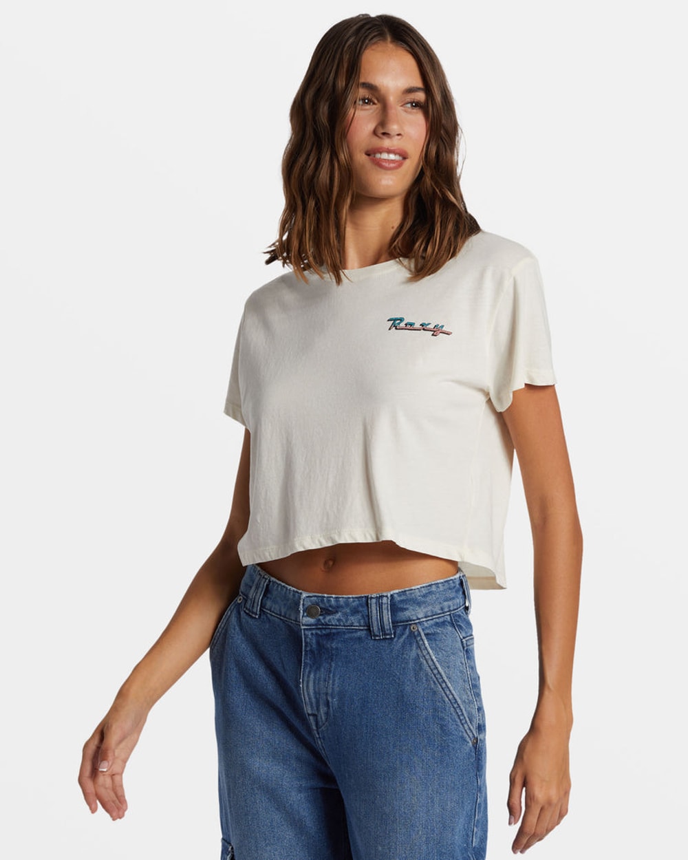 Roxy Women's Baja Cali Cropped Tee - Egret - side
