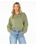 Roxy Women's Half Moon Quarter Zip Sweatshirt - OIL GREEN