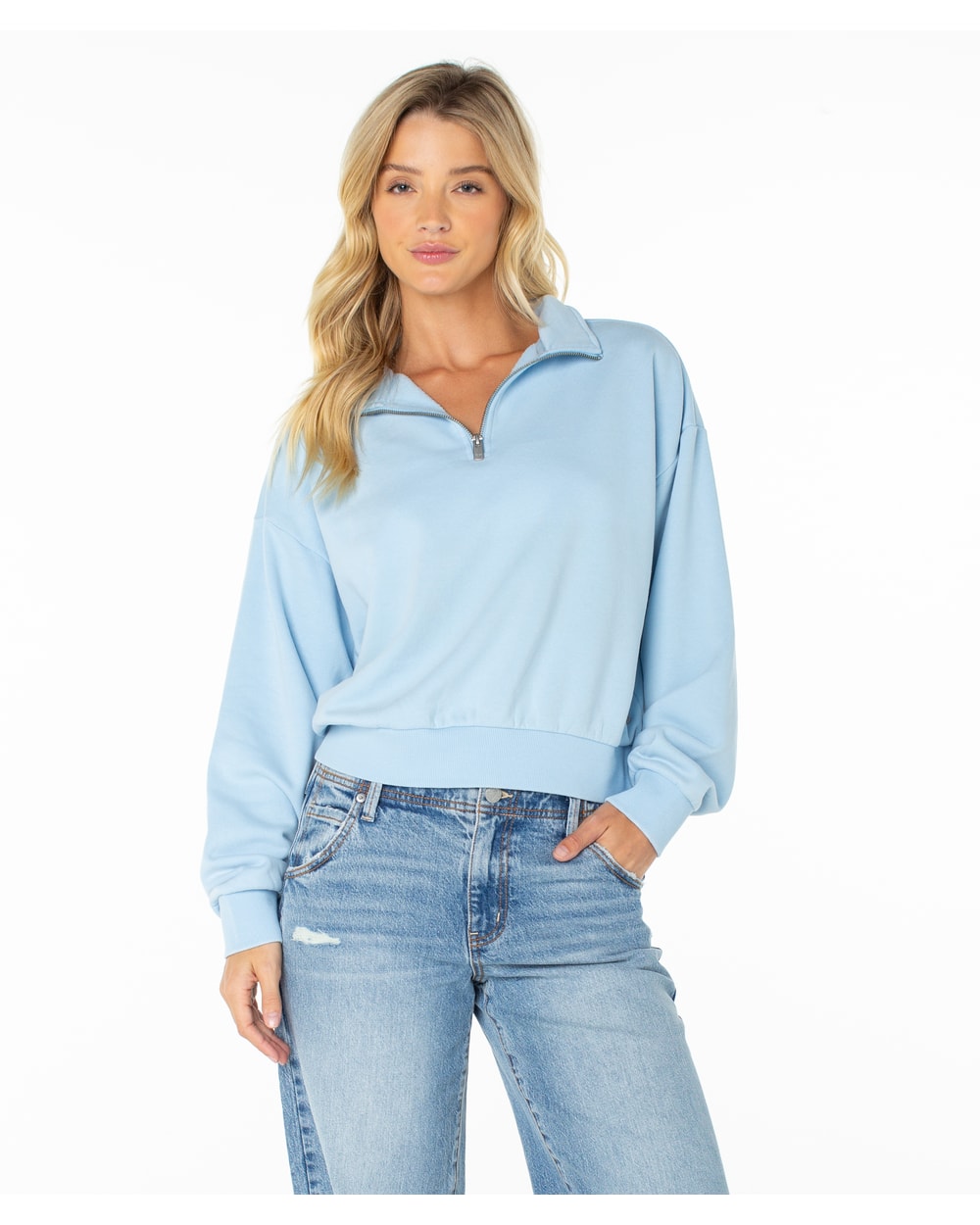 Roxy Women's Half Moon Quarter Zip Sweatshirt - CERULEAN