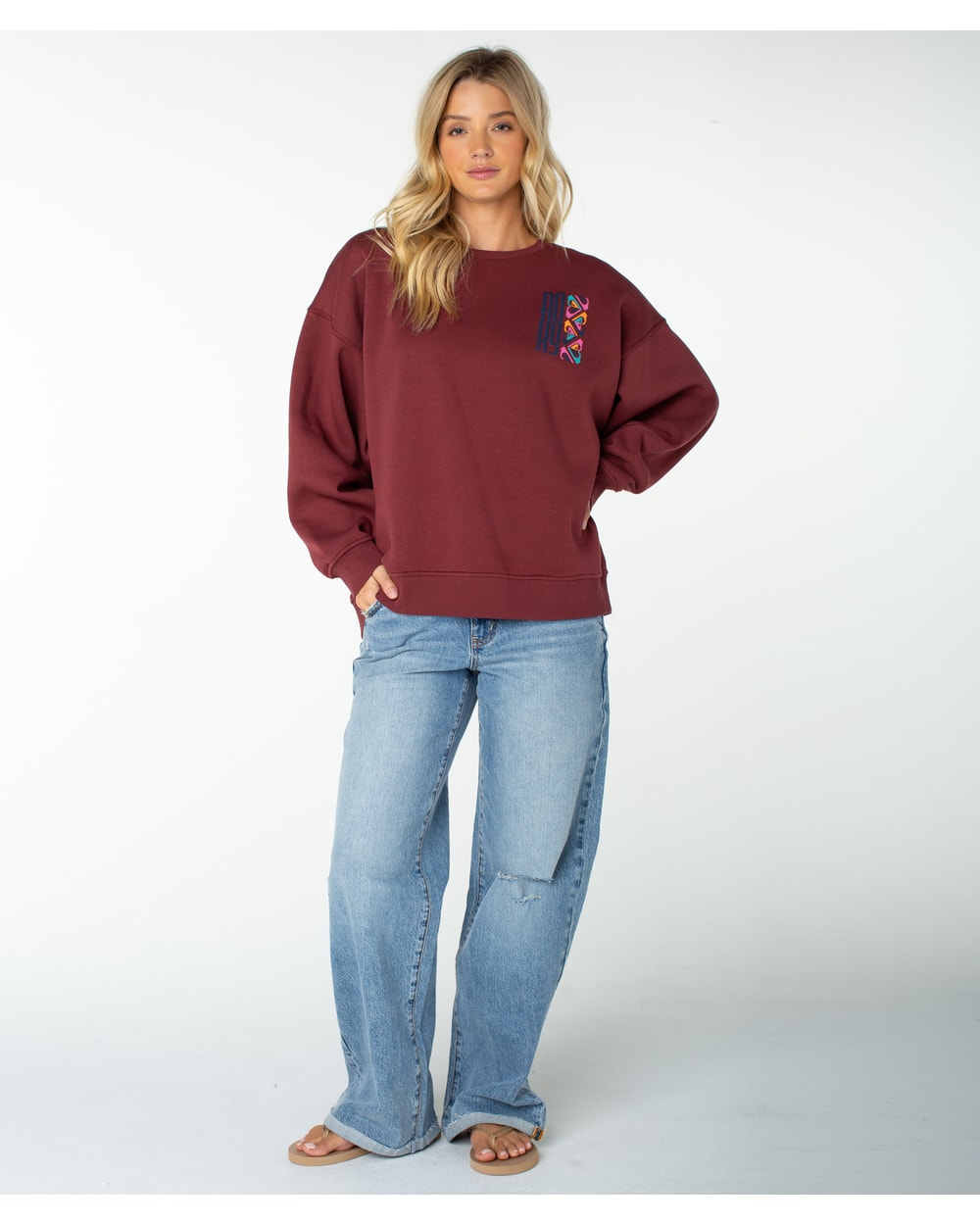 Roxy Women's Morning Stroll Crewneck Sweatshirt - PORT OCEANVIEW