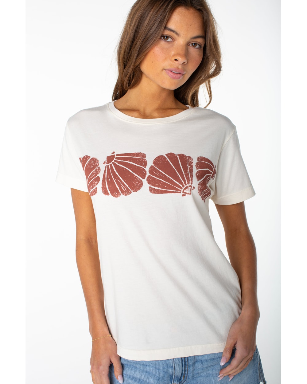 Roxy Women's Shell Band Boyfriend T-Shirt - DEW SHELL BAND