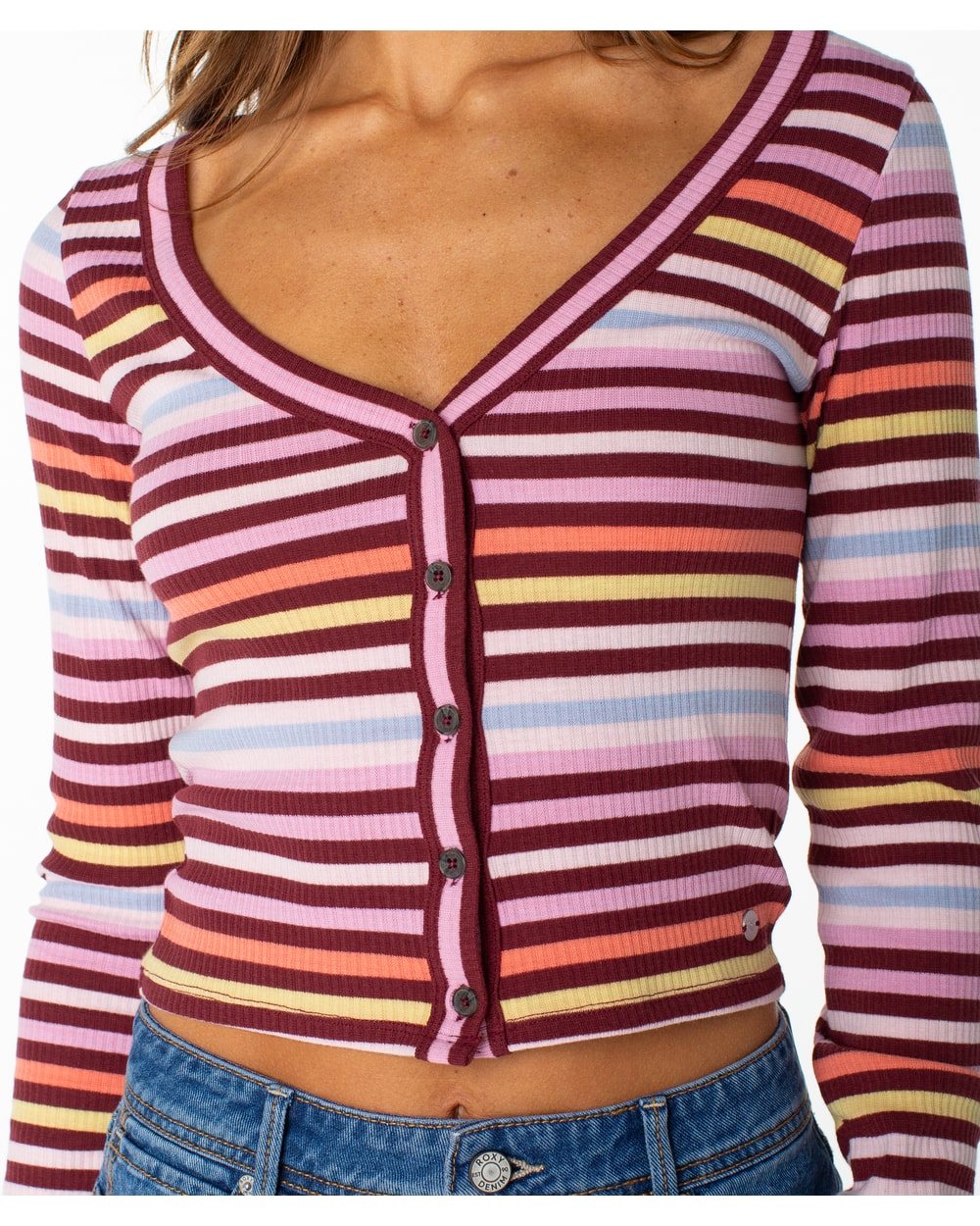 Roxy Women's Terrace Long Sleeve Top - PORT RETRO STRIPE
