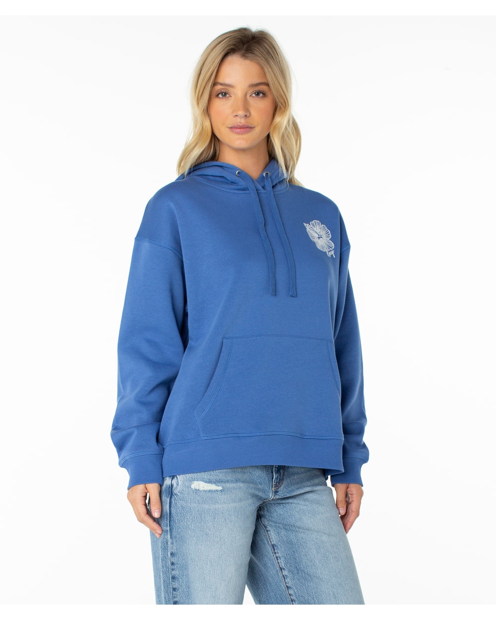 Roxy Women's Wailea Floral Hoodie - DUTCH BLUE STITCHED HIBISCUS