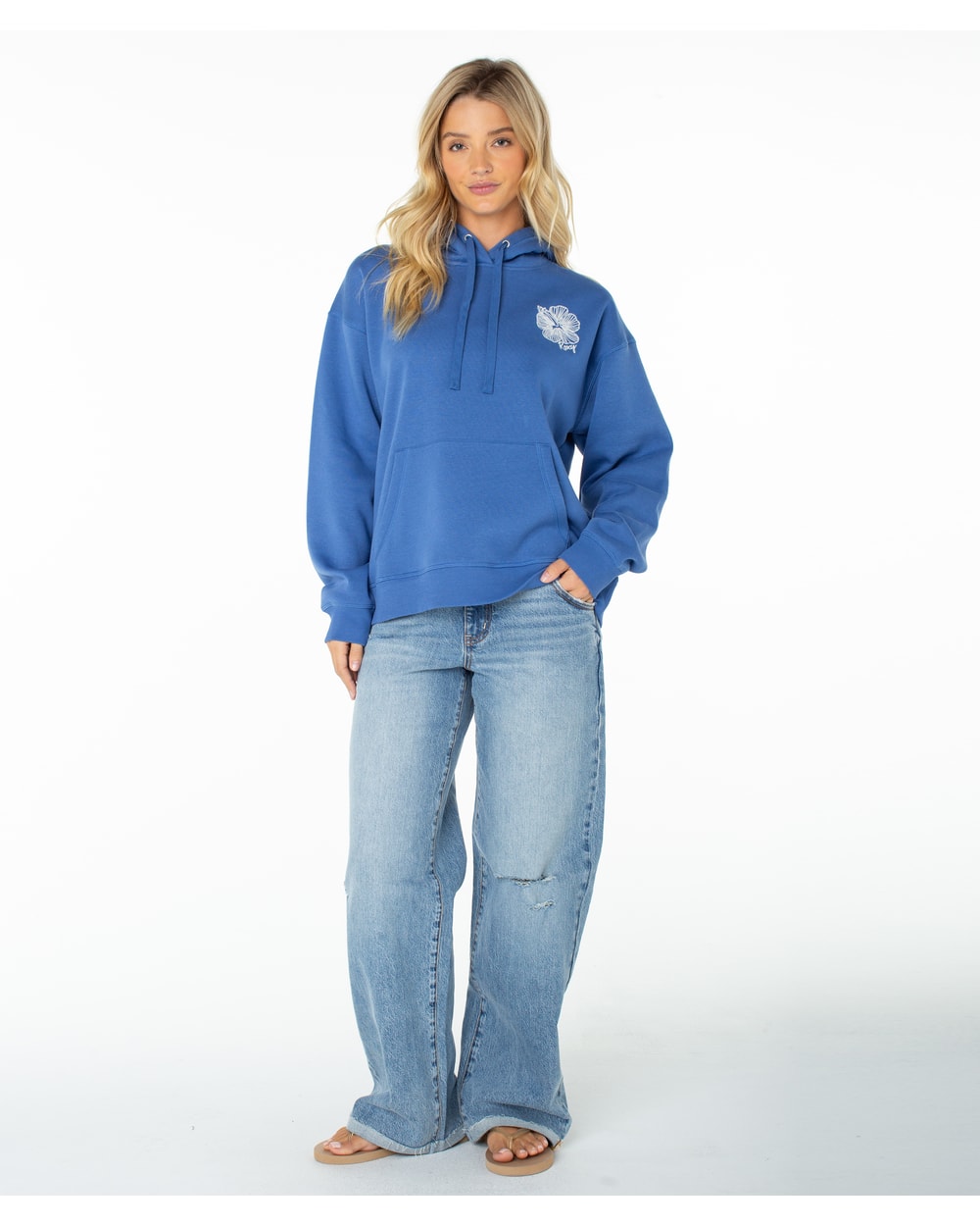 Roxy Women's Wailea Floral Hoodie - DUTCH BLUE STITCHED HIBISCUS