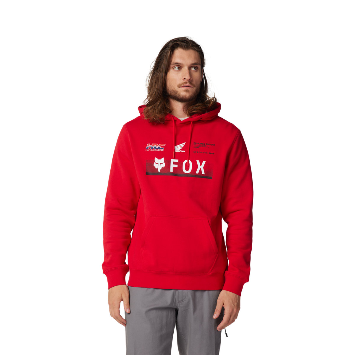 Fox x Honda Pullover Hoodie Flame Red detail